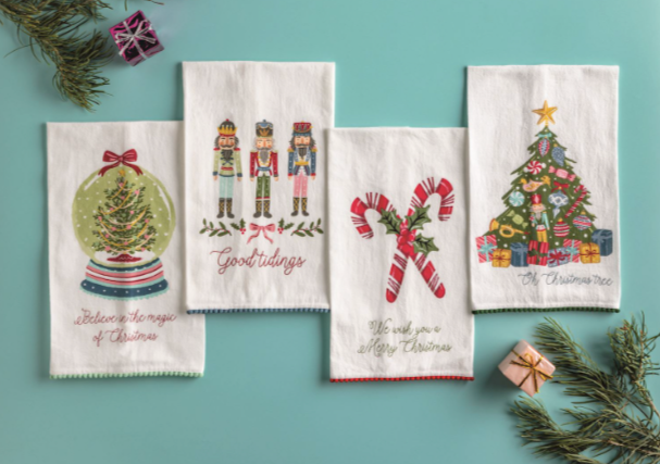 Christmas Tree Pom Trim Towel