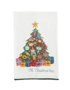 Christmas Tree Pom Trim Towel