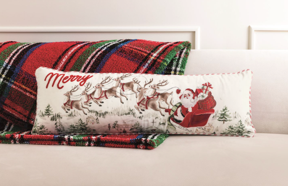 Santa Scene Long Pillow