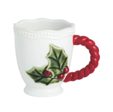 Red Handle Holly Mug
