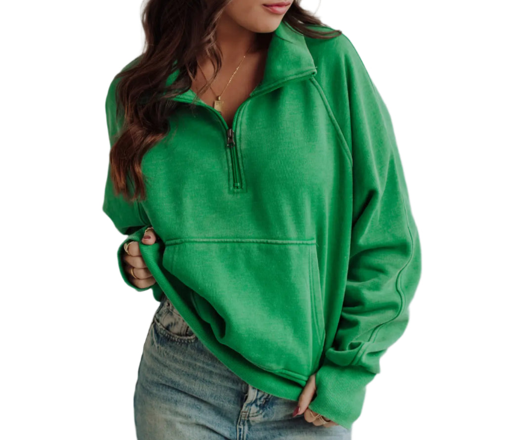 Green Quarter Zip Sweatshirt