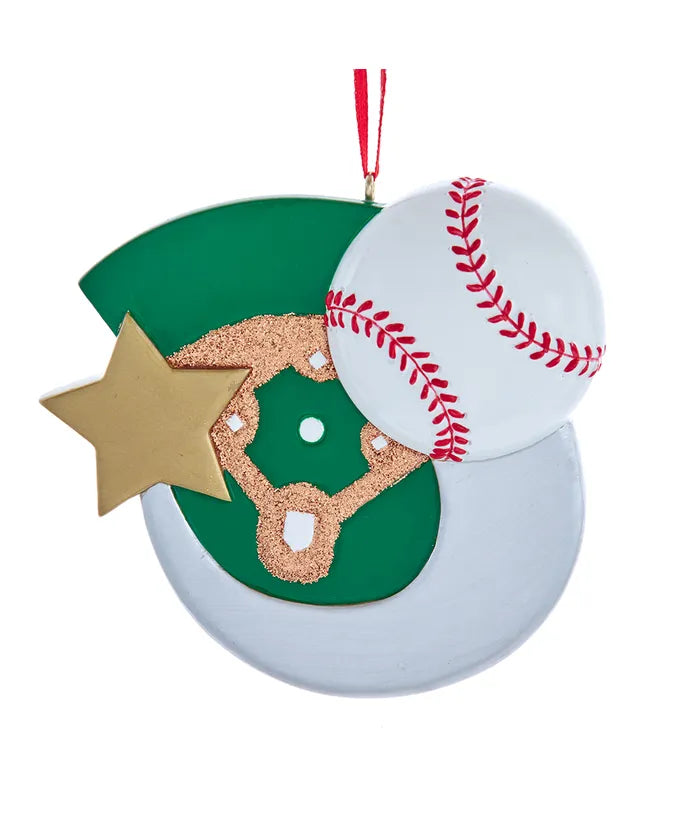 Baseball w/ Star Personalized Ornament  Kurt Adler   