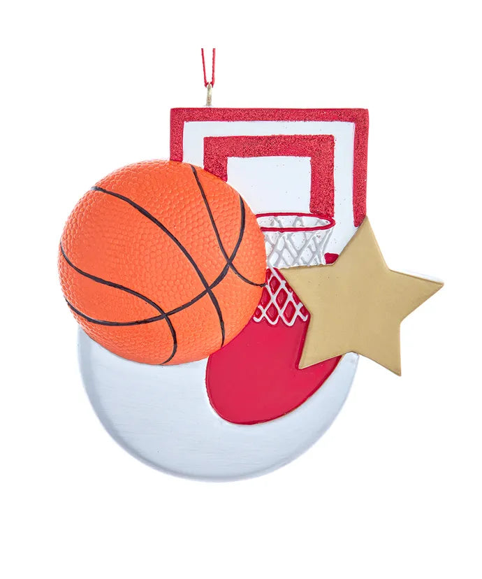 Basketball w/ Star Personalized Ornament  Kurt Adler   