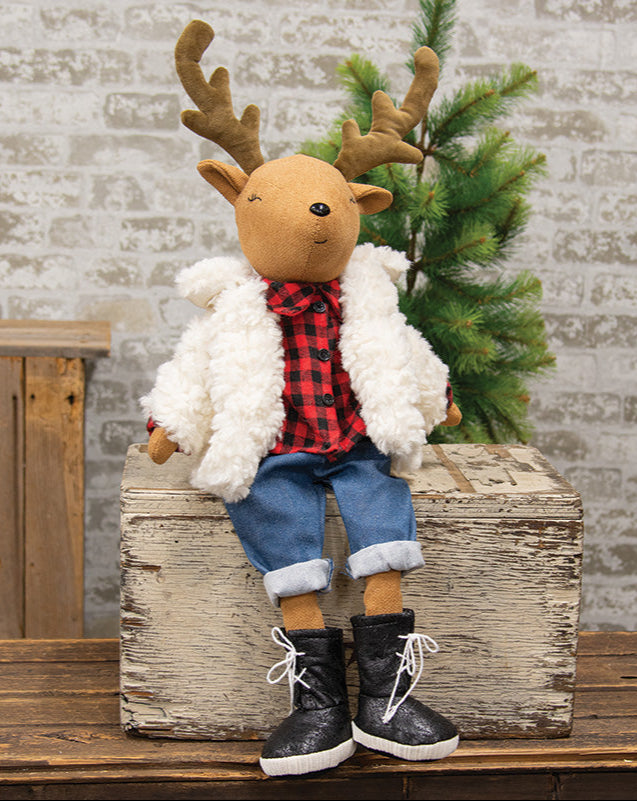Fur Coat Reindeer plush figurine