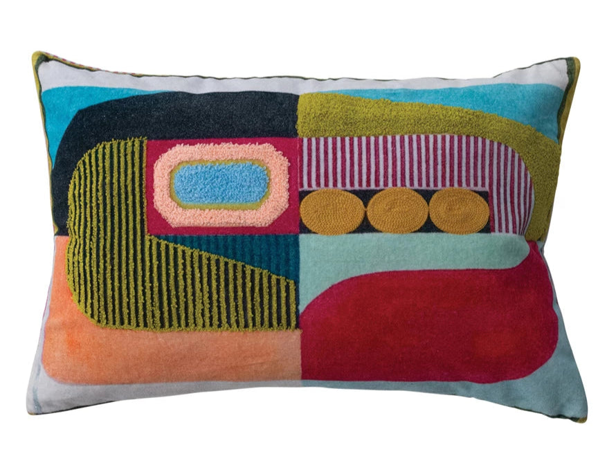 Velvet Abstract Lumbar Pillow
