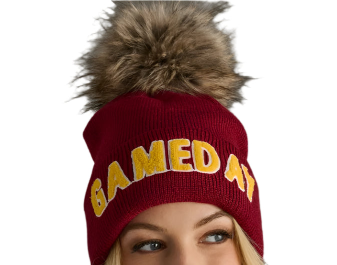 Maroon & Gold Game Day Pom Hat