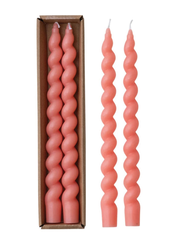 Pink Twisted Taper Candle Set