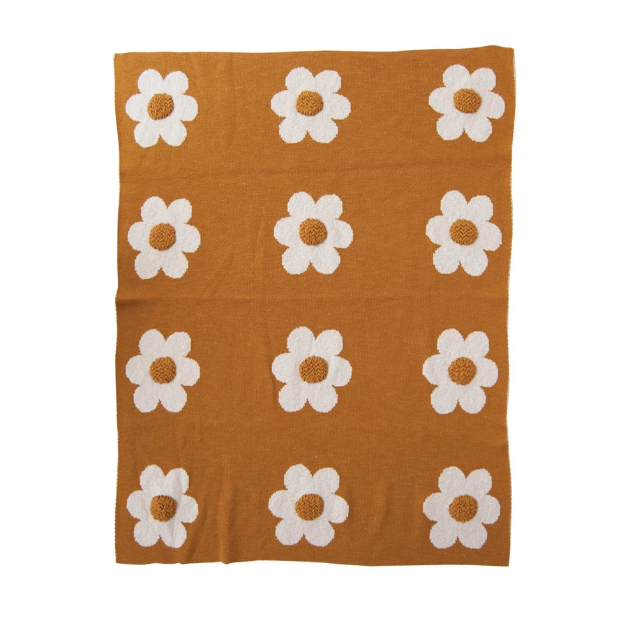 Flowers Knit Baby Blanket