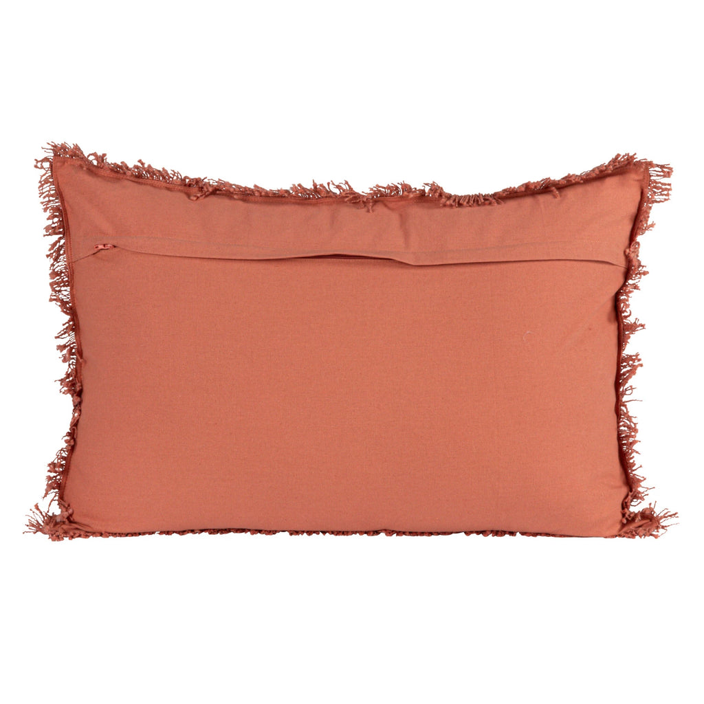 Embroidered Flowers & Eyelash Fringe Lumbar Pillow