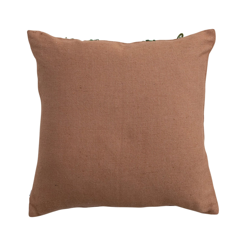 Indoor/Outdoor Pillow with Embroidered Design