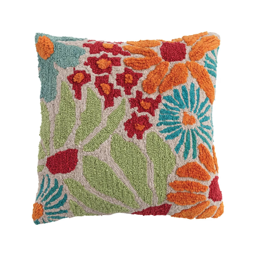 Indoor/Outdoor Pillow with Flowers
