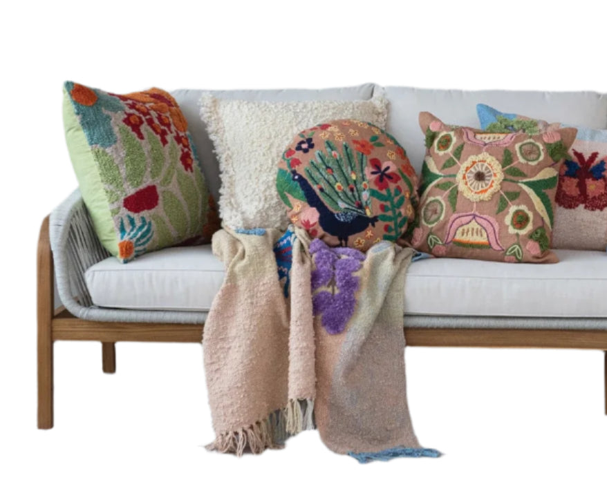Indoor/Outdoor Pillow with Flowers