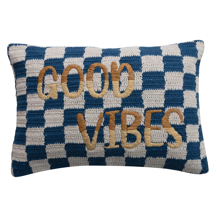 "Good Vibes" Check Lumbar Pillow
