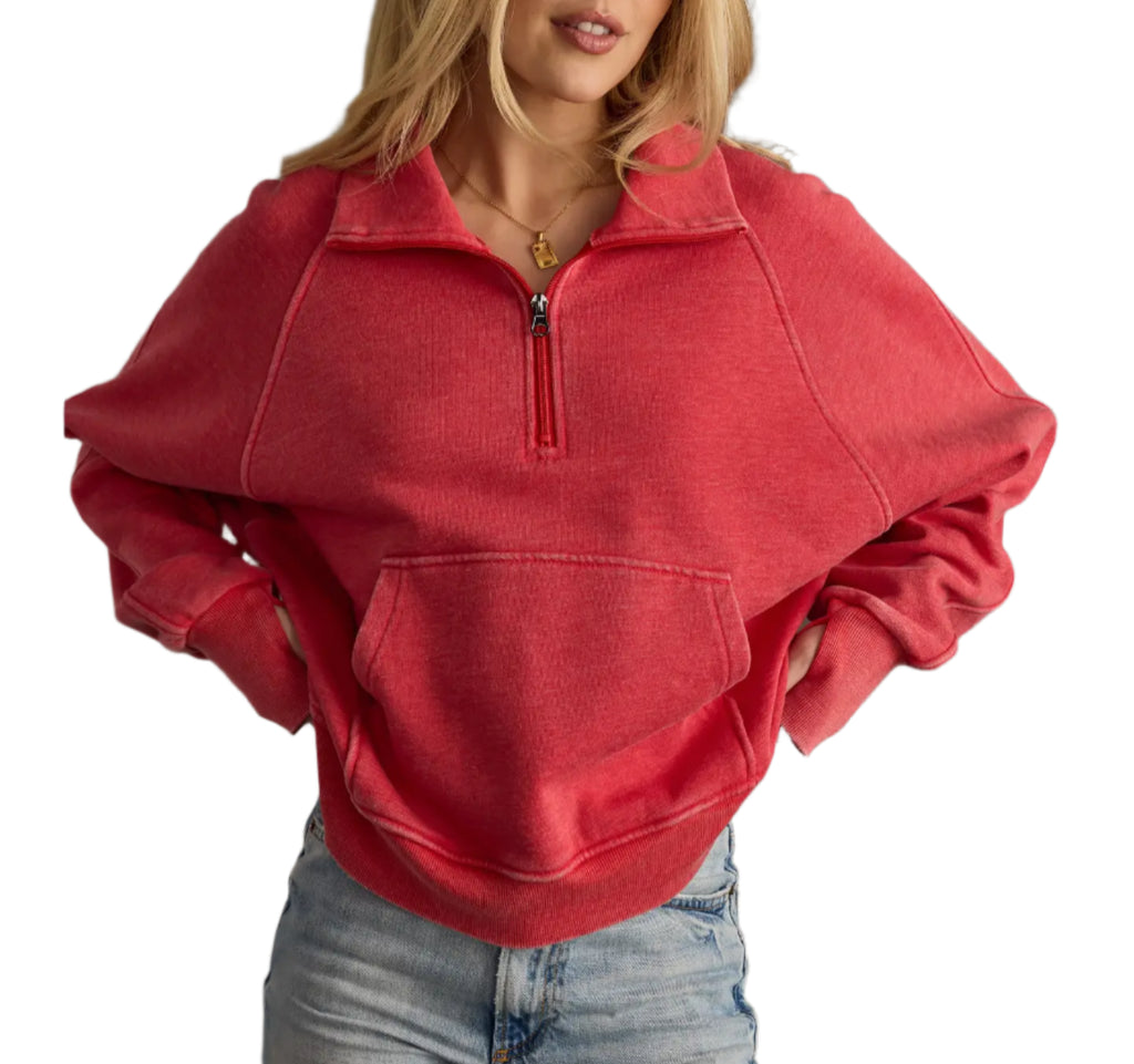 Red Quarter Zip Sweatshirt
