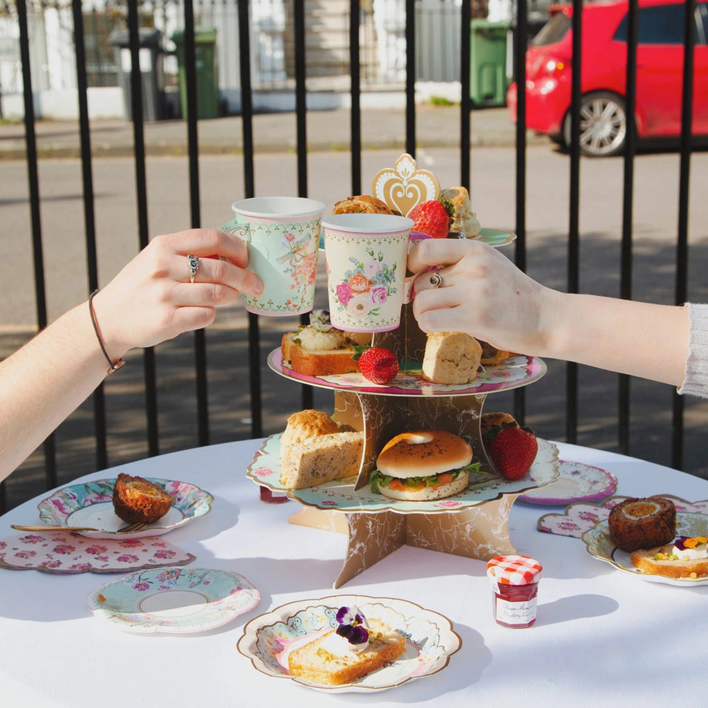 Vintage Paper Teacups & Saucers Set  Talking Tables   