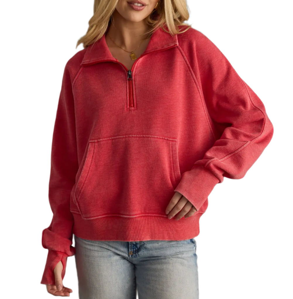 Red Quarter Zip Sweatshirt