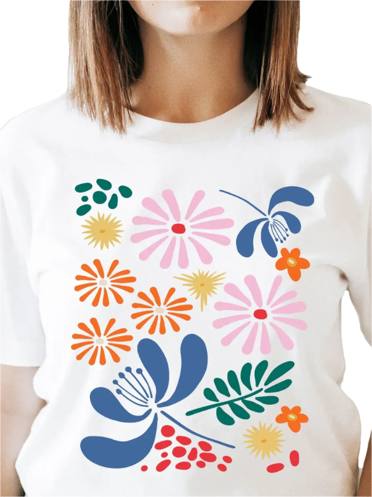 Whimsical Abstract Floral Graphic Tee