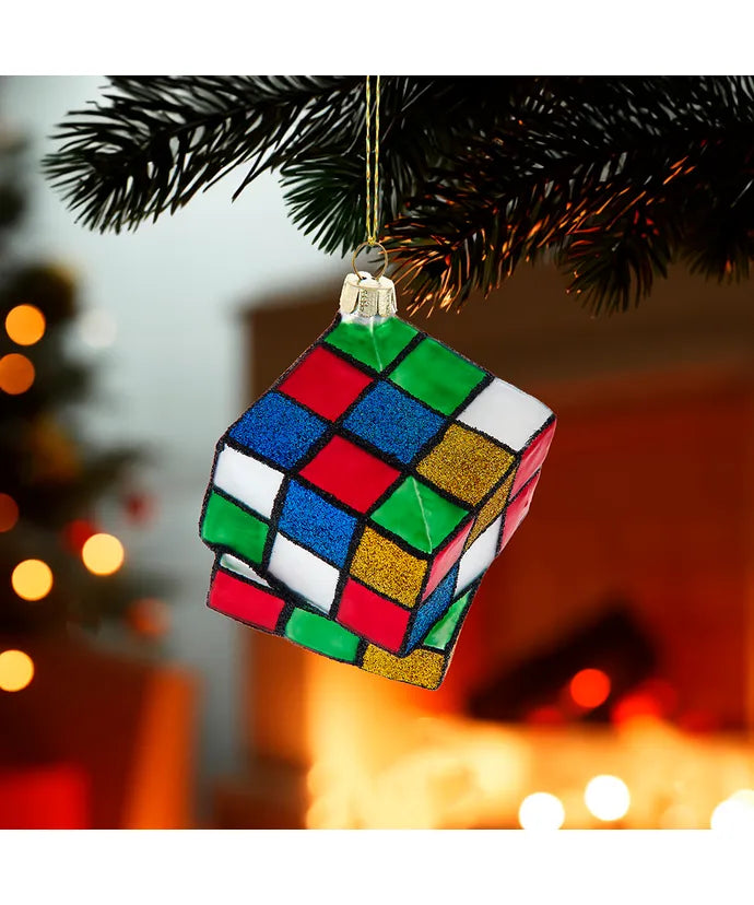 Glass Puzzle Cube Ornament  Kurt Adler   