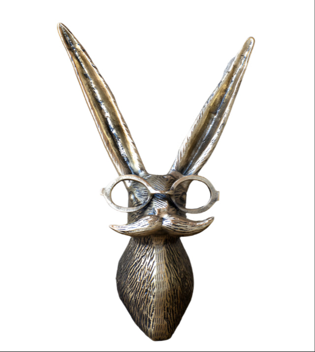Gold Mustache Bunny Wall Accent
