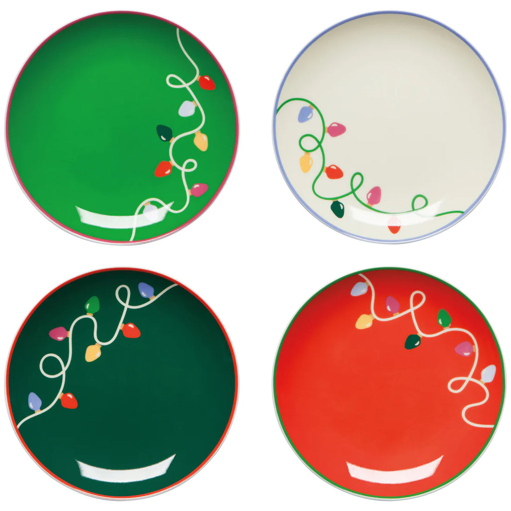 Holiday Glow Christmas Appetizer Plates Set