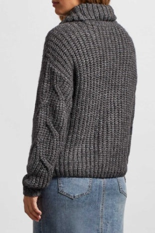 grey cable knit turtleneck sweater