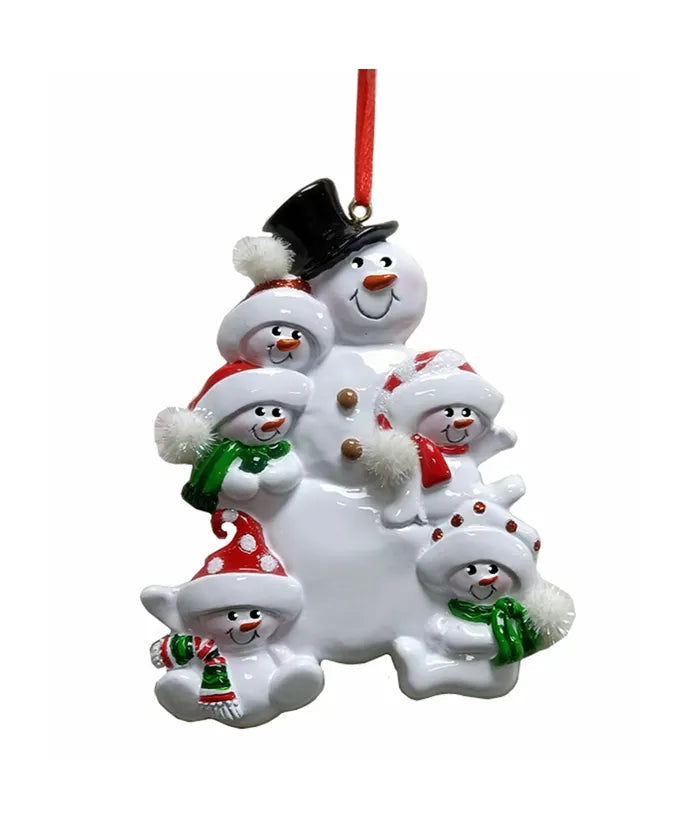 Snowman Family w/ Snowman Personalized Ornament  Kurt Adler Family of 5  