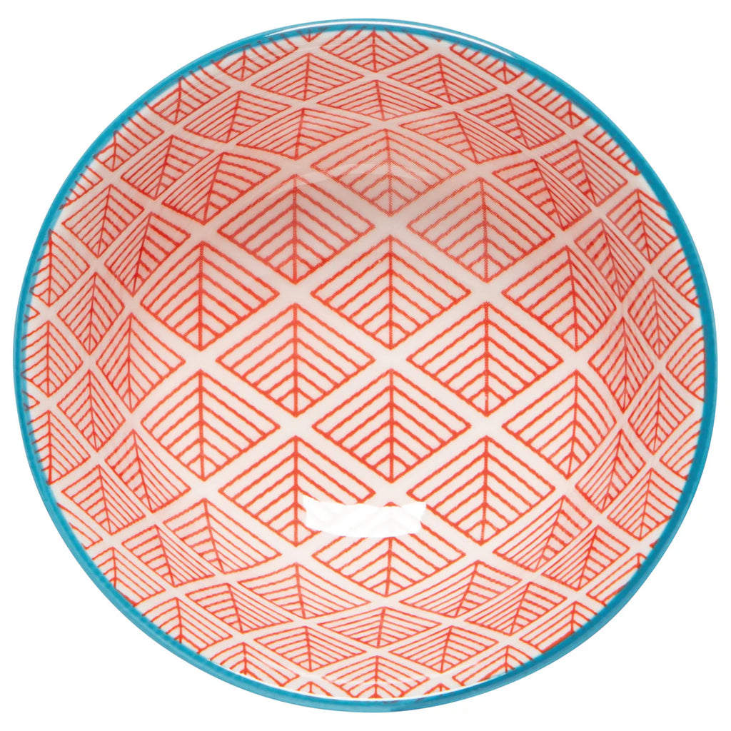 Blue Red Dash Stamped Bowl 3.5"