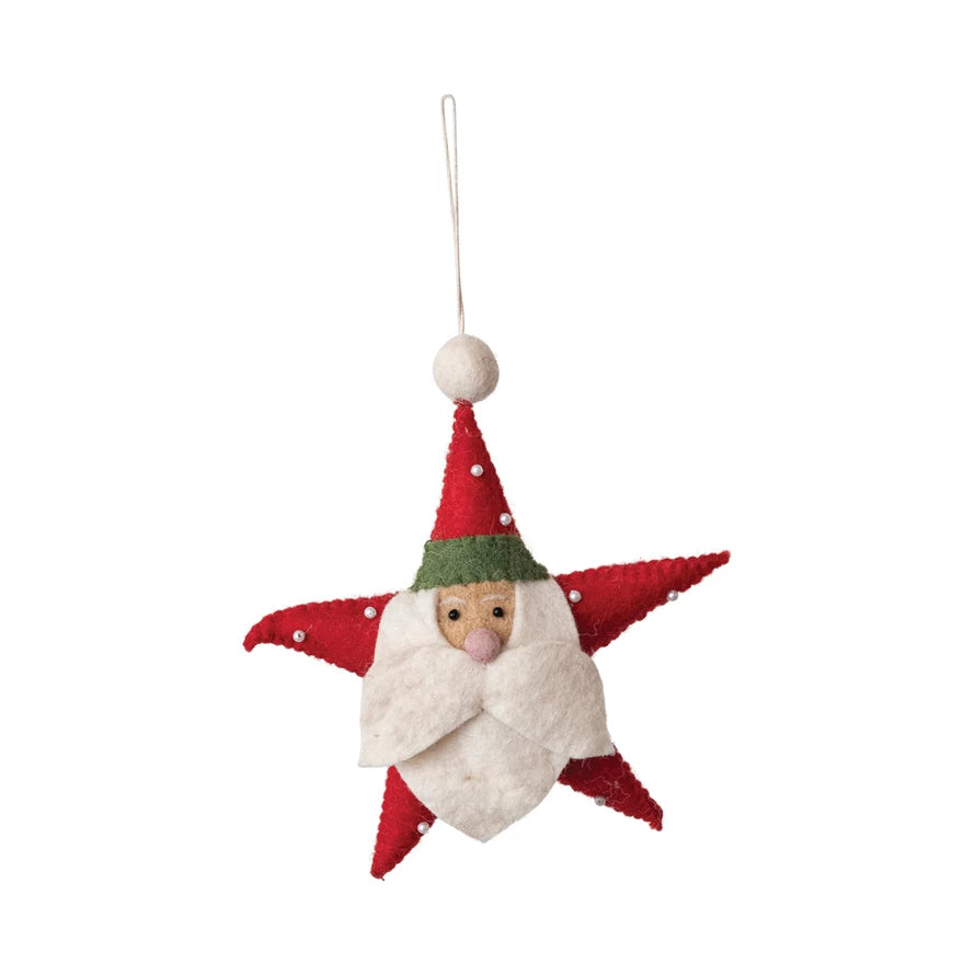 Santa Head Star Ornament  Creative Co-Op   