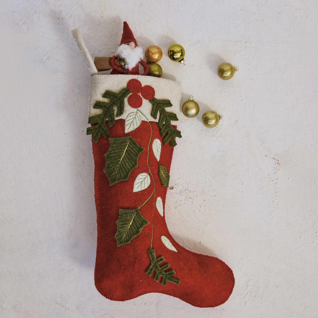 Holly Berries Stocking  Creative Co-Op   