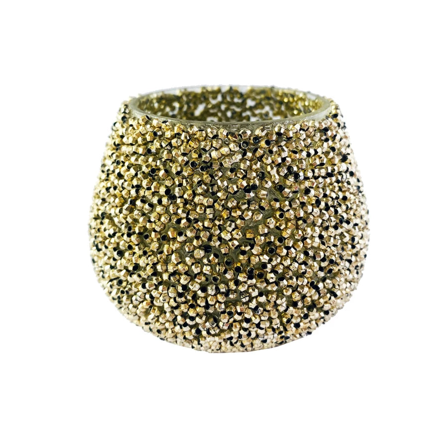 Gold Glass Beaded Votive Holder  Creative Co-Op   