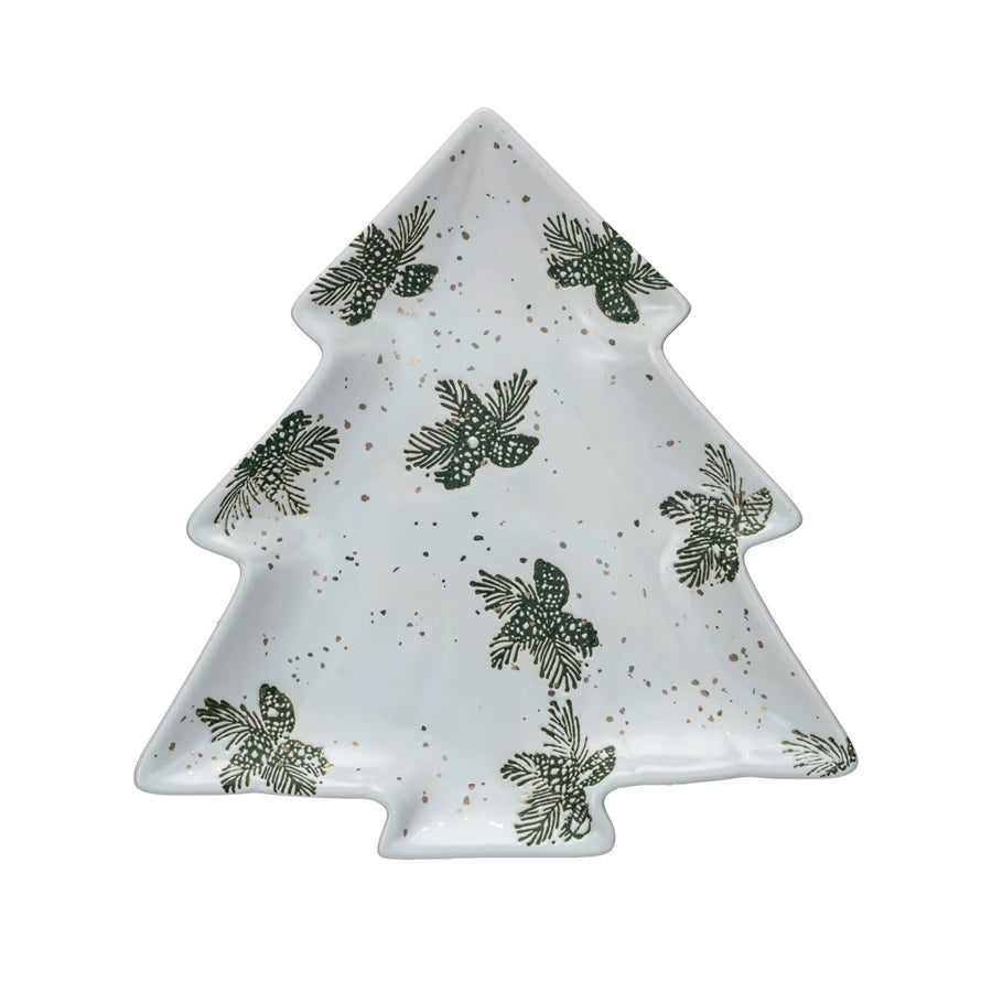 Tree Shaped Plate w/ Pinecones  Creative Co-Op   