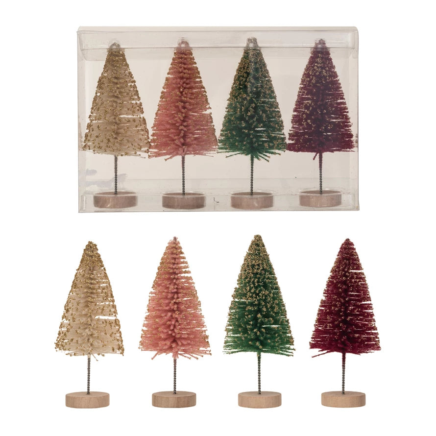 Colored Holiday Gold Glitter Tree Set  Creative Co-Op   