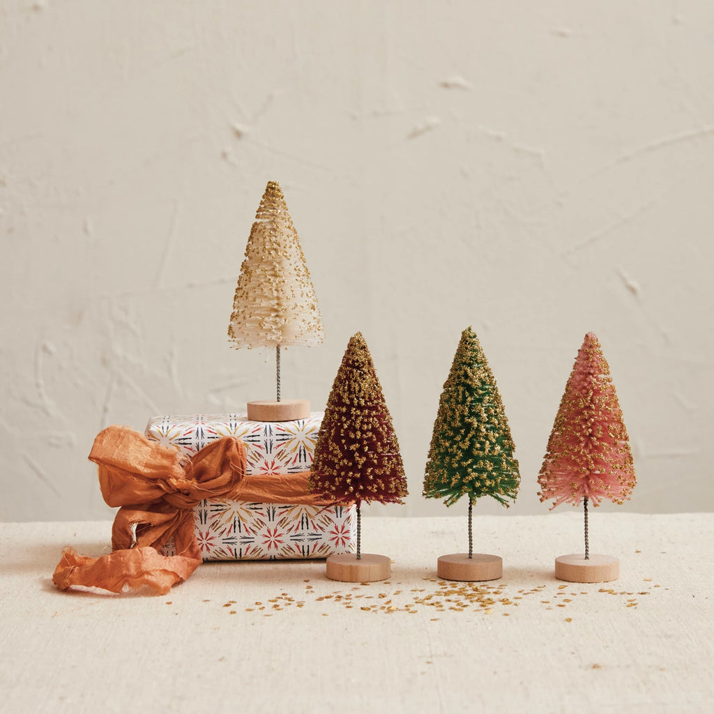 Colored Holiday Gold Glitter Tree Set  Creative Co-Op   