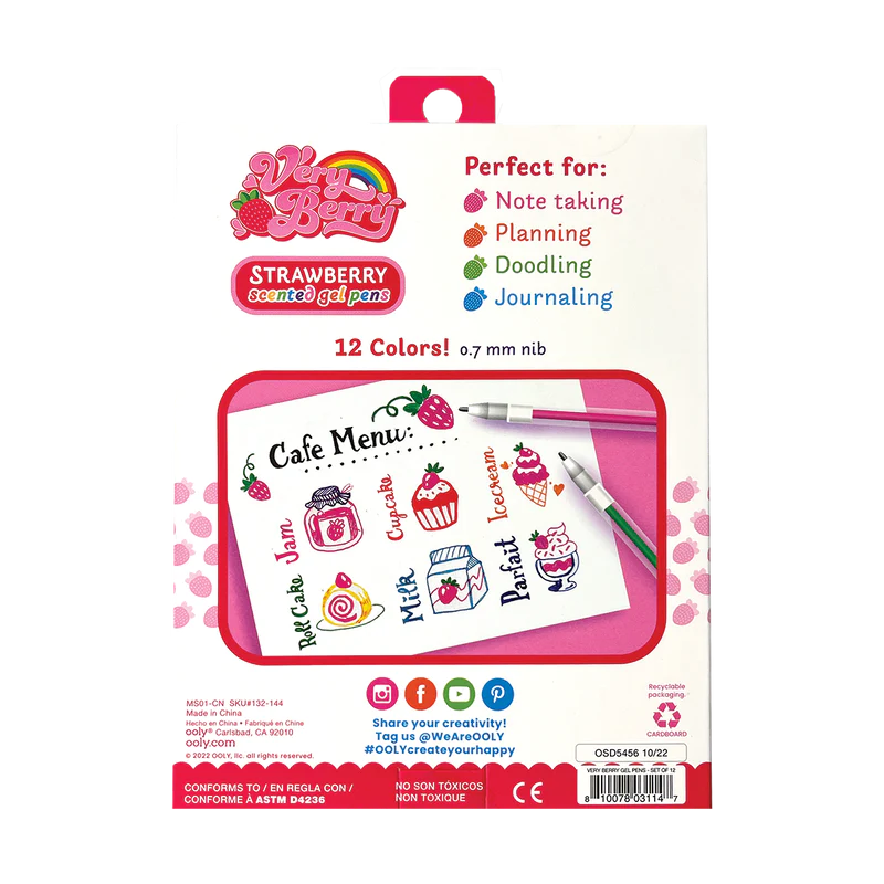 Very Berry Strawberry Scented Gel Pens  Ooly   