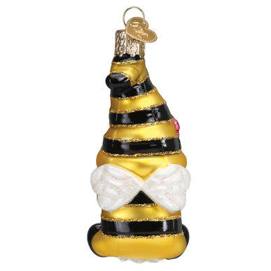 Bee Happy Gnome Glass Ornament  Old World Christmas   