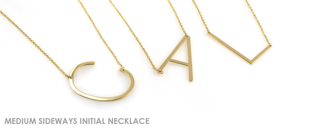 Buy Sideways Initial Necklace, Gold Letter Necklace, Delicate Diamond Gold  Personalized Nameplate, Dainty Simple Necklace, Everyday Jewelry Online in  India - Etsy