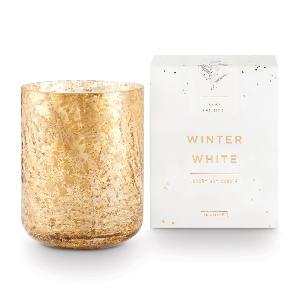 Winter White Candles and Diffuser  Illume Small Mercury Glass Candle  