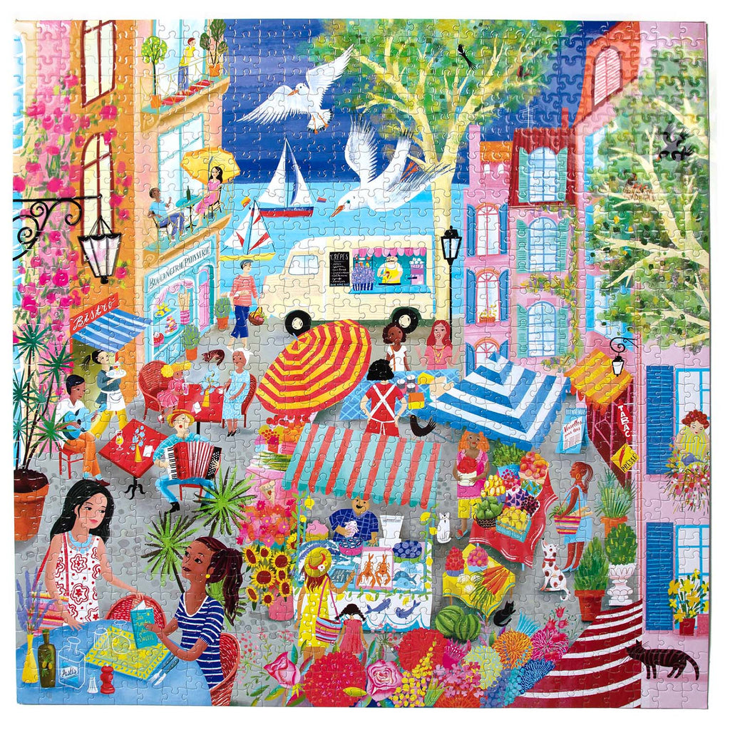 Marketplace in France 1000 Piece Puzzle  Eeboo   