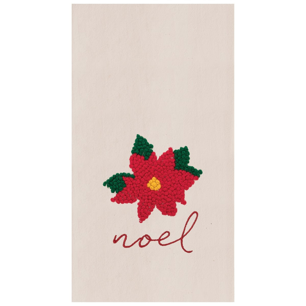 French Knot Christmas Hand Towels  C & F Noel Poinsettia  