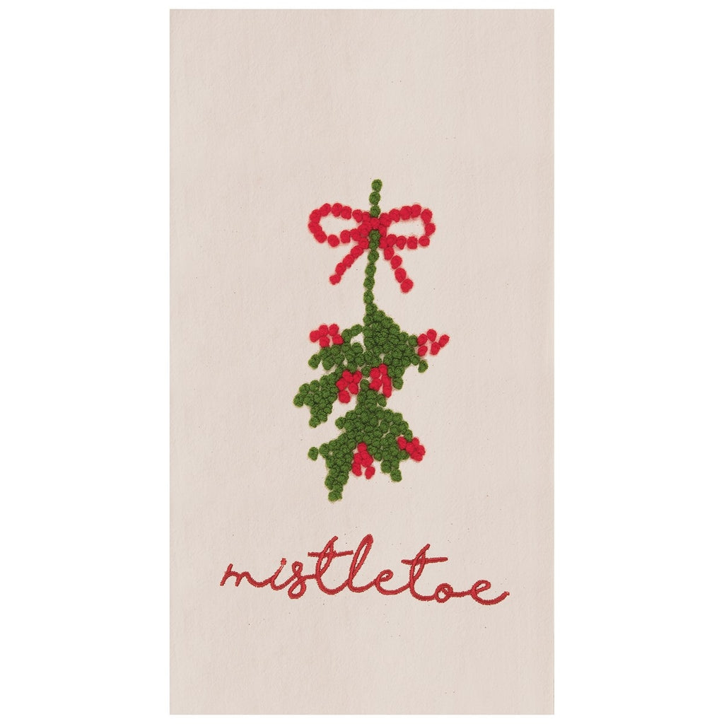 French Knot Christmas Hand Towels  C & F Mistletoe  