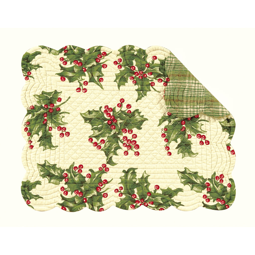 Holly Quilted Placemats & Runners  C & F Cream - Rectangle  