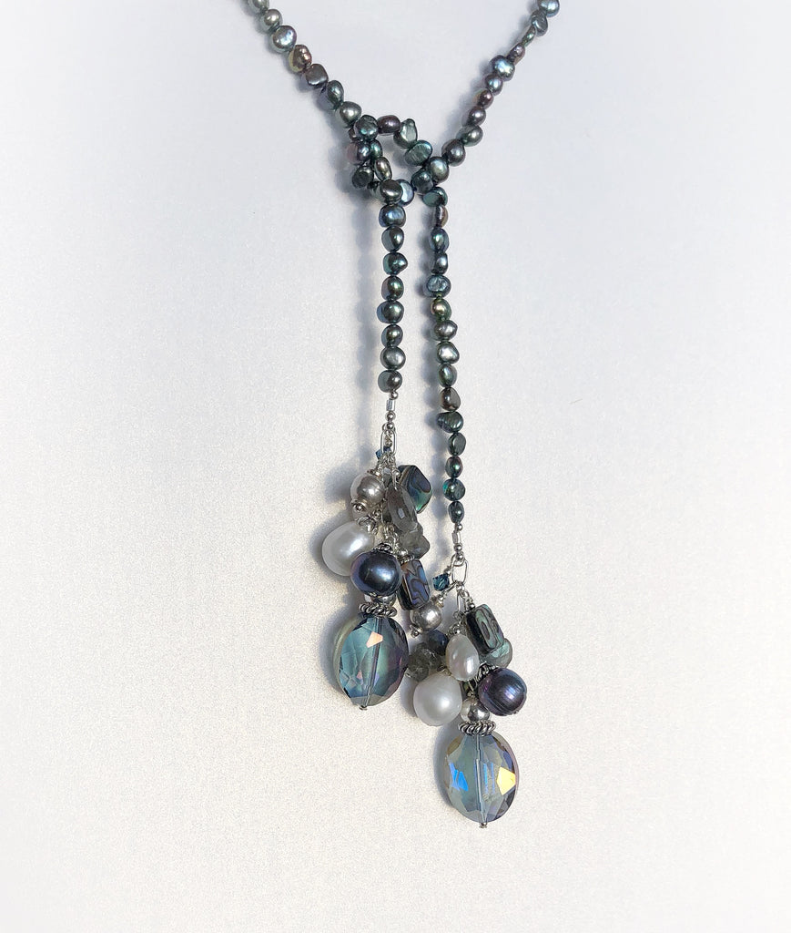 Freshwater Pearl Lariat  Calla Lily   