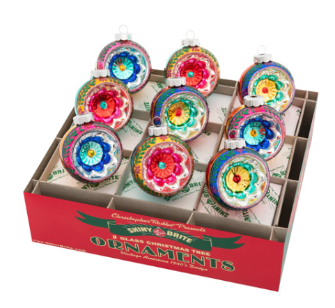 Shiny Bright Glass Reflector Ornaments  Christopher Radko Shiny Bright 9 Count  