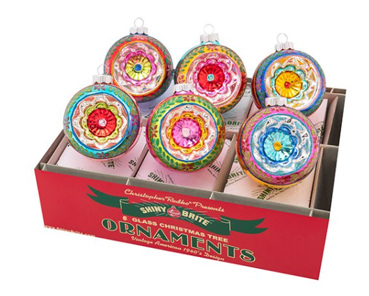 Shiny Bright Glass Reflector Ornaments  Christopher Radko Shiny Bright 6 Count  