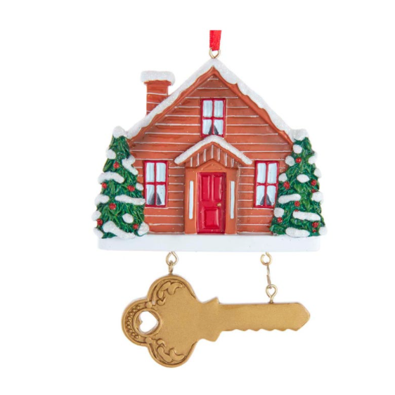 House with Key Christmas Personalized Ornament  GSM Pers Orn   