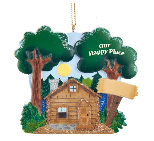 Our Happy Place Lake Cabin Personalized Ornament  GSM Pers Orn   