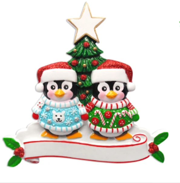 Penguin Sweaters Family Personalized Ornament  GSM Pers Orn Family of 2  