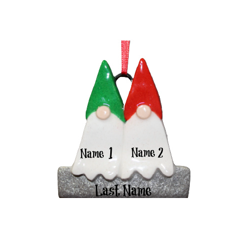 Gnome Family Personalized Dough Ornament  Anything Doughs Family of 2  