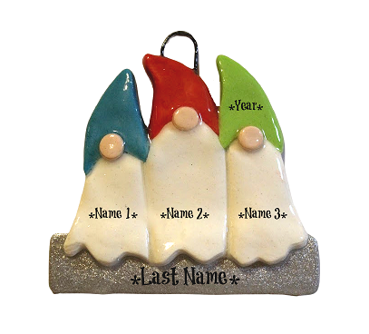 Gnome Family Personalized Dough Ornament  Anything Doughs Family of 3  