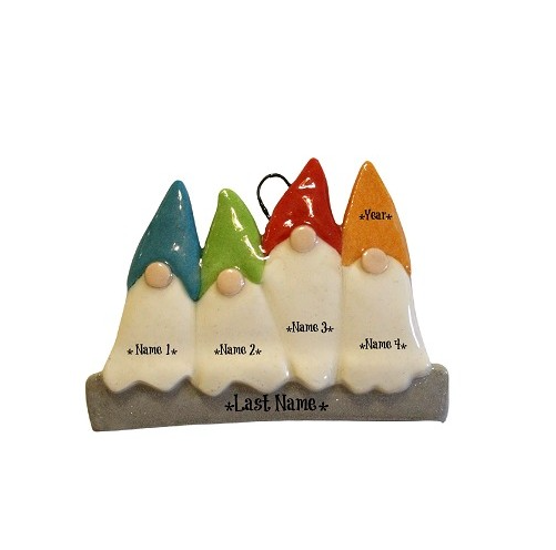 Gnome Family Personalized Dough Ornament  Anything Doughs Family of 4  